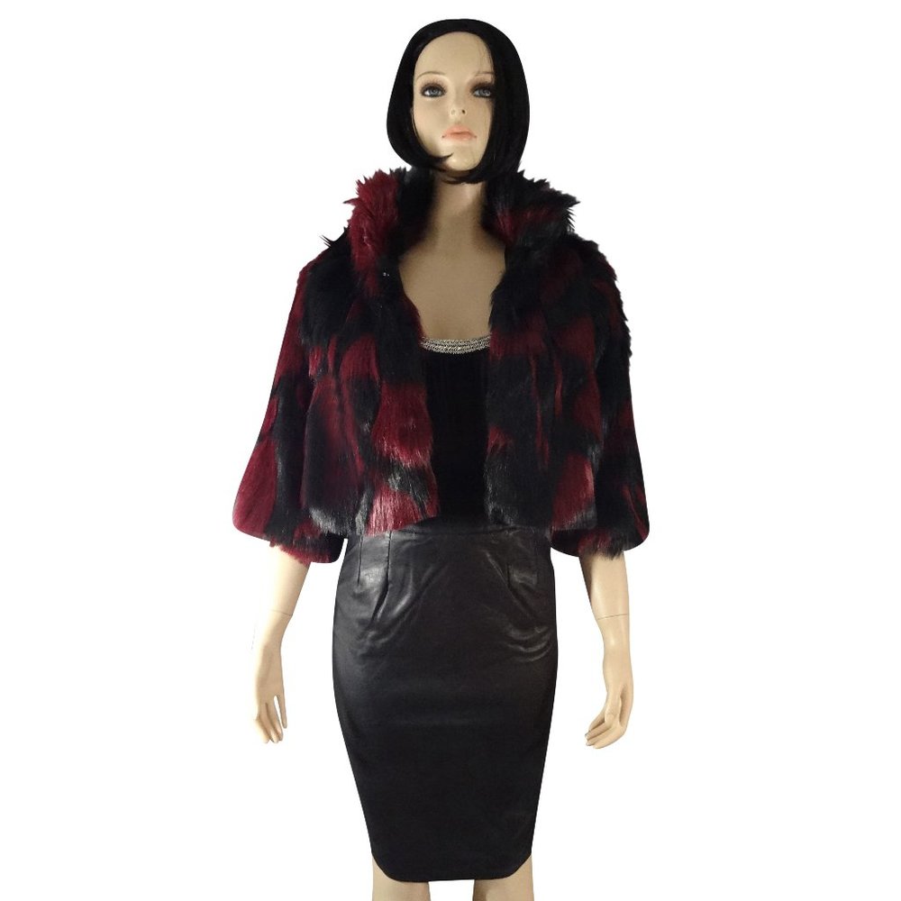 NWT Miss Miss Imported Italian Jacket 3/4 Length Sleeves Black and Red Size
